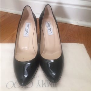 Jimmy Choo black patent wedges